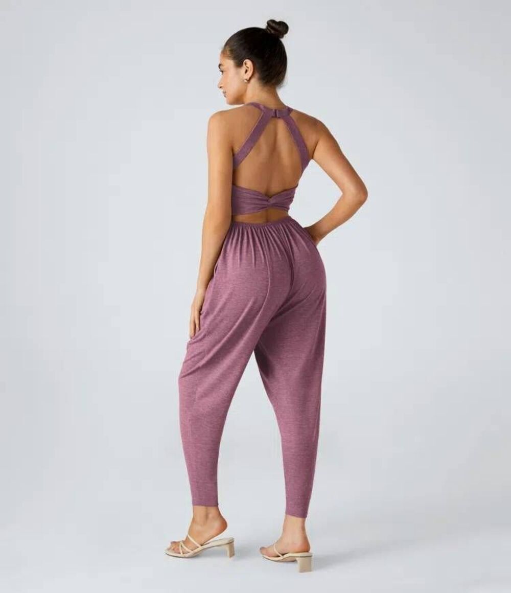 Halara U Neck Pocket Harem Casual Jumpsuit-Easy Peezy Edition